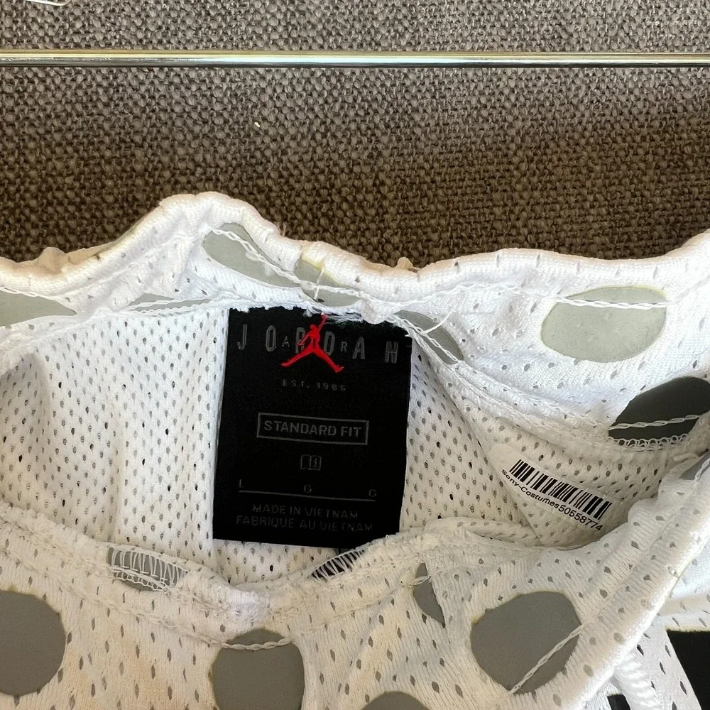 Jordan Legacy AJ3 Shorts Men Large White Black Check Polka Dot Mesh Standard Fit